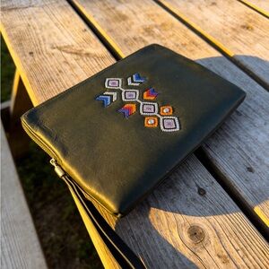 Ash Black Embellished Beaded Wristlet Laptop Pouch